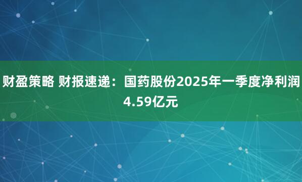 财盈策略 财报速递：国药股份2025年一季度净利润4.59亿元