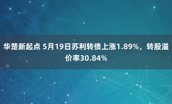 华楚新起点 5月19日苏利转债上涨1.89%，转股溢价率30.84%